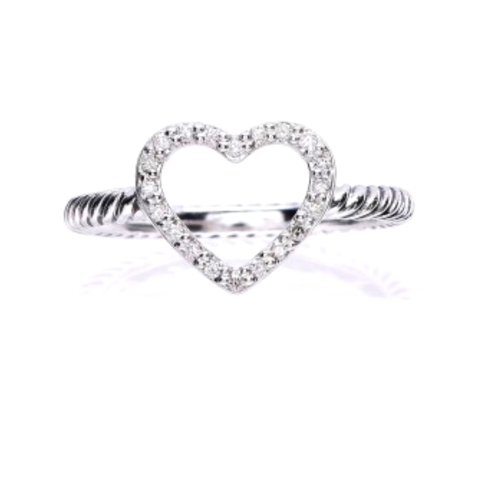 David Yurman Heart Diamond Ring Petite Cable Classics Size 5.25